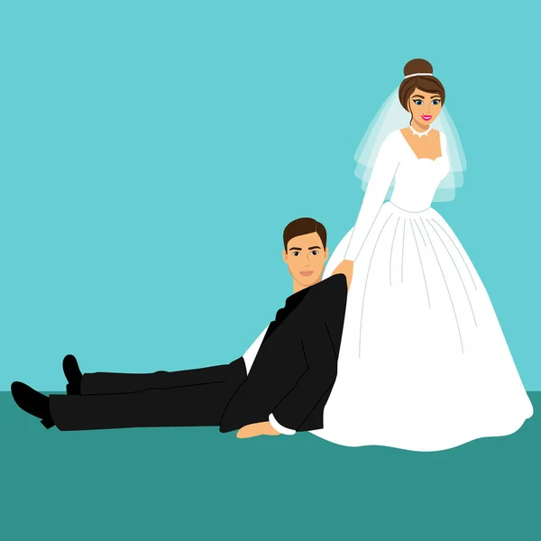 Sposa e sposo, Cartone Animato . — Vettoriale Stock