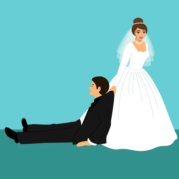 Mariée et marié, Dessin animé . — Image vectorielle