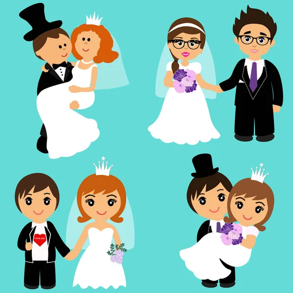 Bruid en bruidegom, Cartoon. — Stockvector