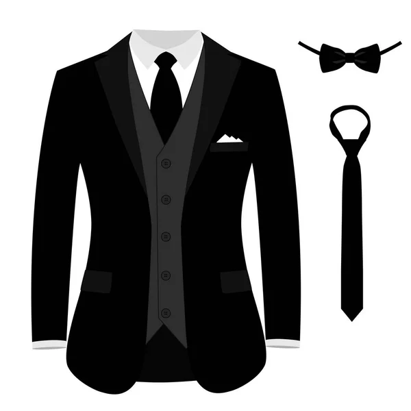 Traje de hombre de boda, esmoquin . — Vector de stock