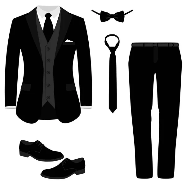 Casamento terno masculino, smoking . — Vetor de Stock