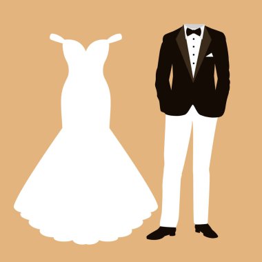 Güzel düğün elbise ve smokin.