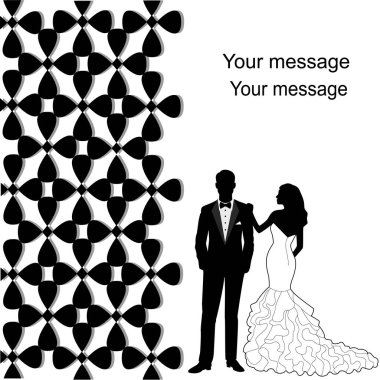 Wedding card with the newlyweds. clipart