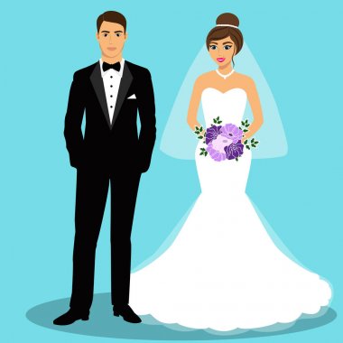 Düğün kartı ile yeni evliler.