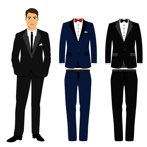 Trajes de boda para hombre. Colección . — Vector de stock