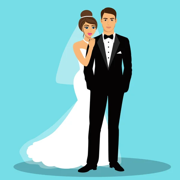 Κάρτα γάμου με τα newlyweds. — Διανυσματικό Αρχείο