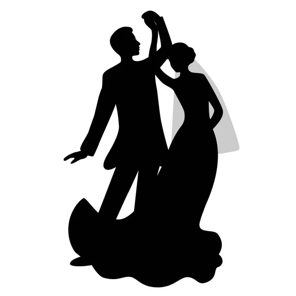 The bride and groom silhouette. — Stock Vector