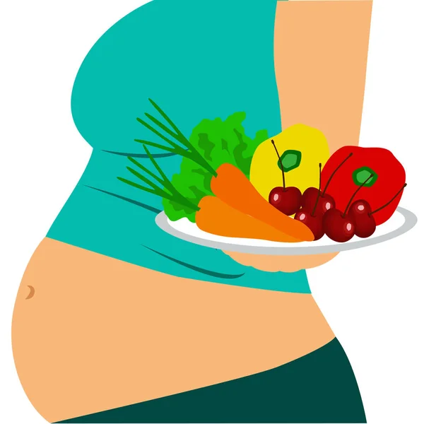 Hälsosam livsstil. Gravid kvinna. — Stock vektor