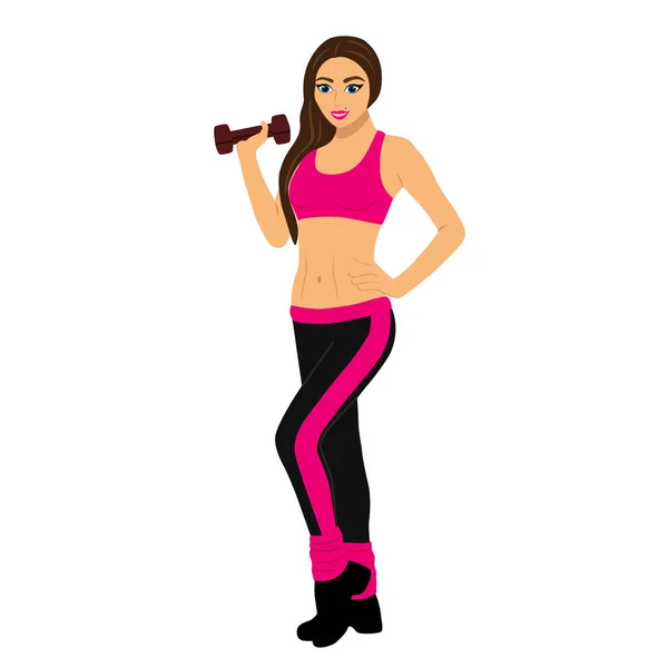 Healthy Lifestyle. Girl with dumbbells. — Stock Vector