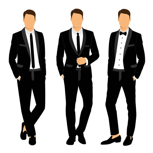 Casamento terno masculino e smoking . — Vetor de Stock