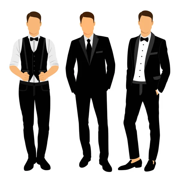 Bruiloft mannen pak en tuxedo. — Stockvector