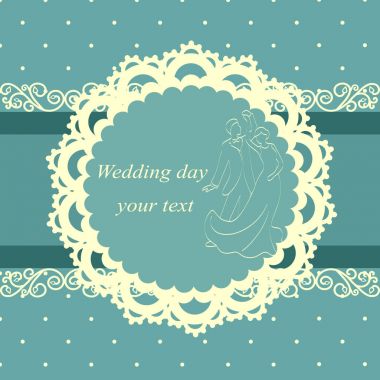 Gelin ve damat vintage tarzı davetiyeli.