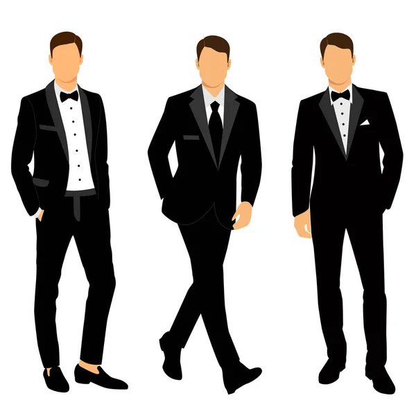 Bruiloft mannen pak en tuxedo. — Stockvector