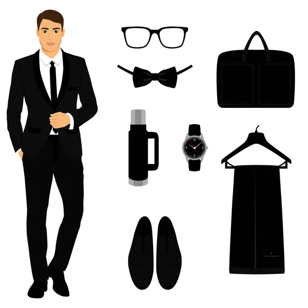 Accesorios para hombres. Diseño plano . — Vector de stock