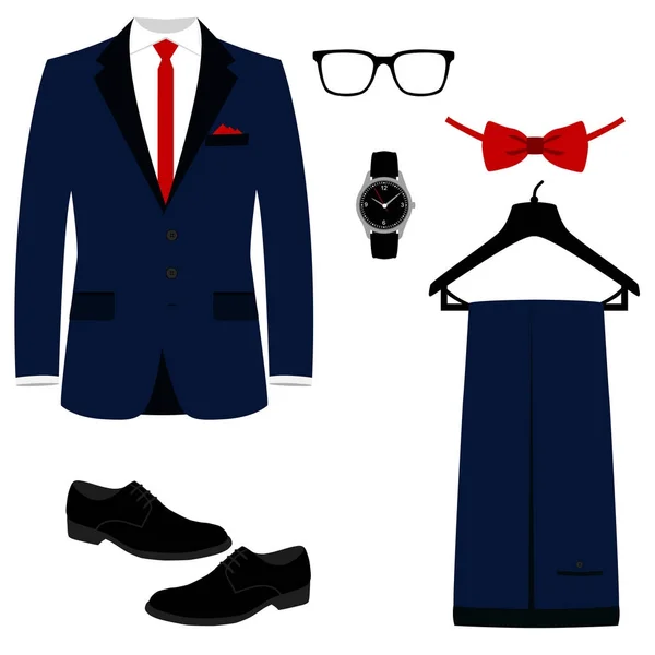 Accesorios para hombres. Diseño plano . — Vector de stock