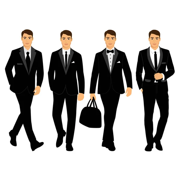 Wedding mens suit and tuxedo. Collection. — Stock Vector