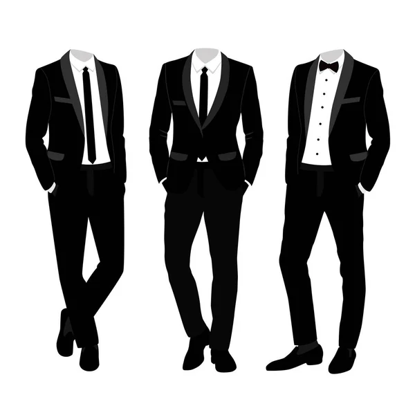 Traje de hombre de boda y esmoquin. Colección . — Vector de stock