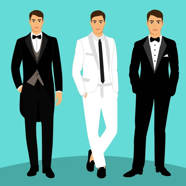 Traje de boda para hombre y esmoquin . — Vector de stock