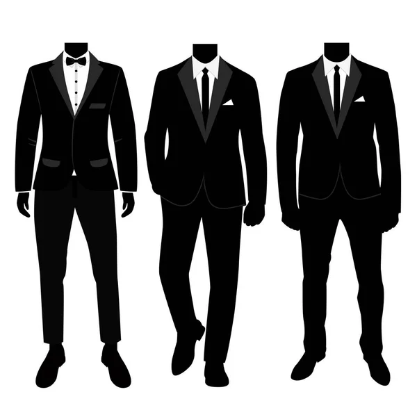 Erkek takım elbise ve smokin düğün. Koleksiyonu. — Stok Vektör