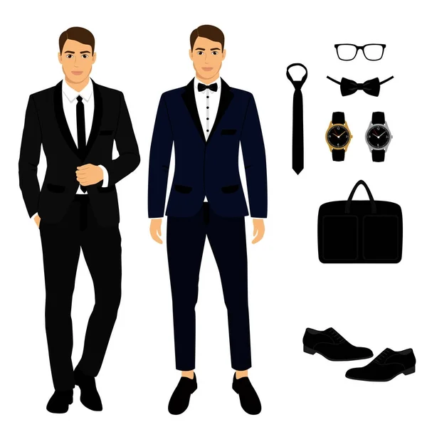 El novio. Conjunto de hombres de boda . — Vector de stock