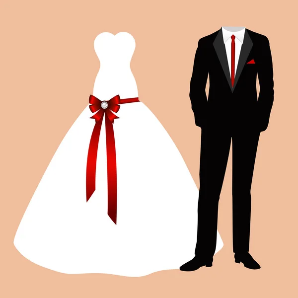 Nevěsta a ženich oblečení. — Stockový vektor