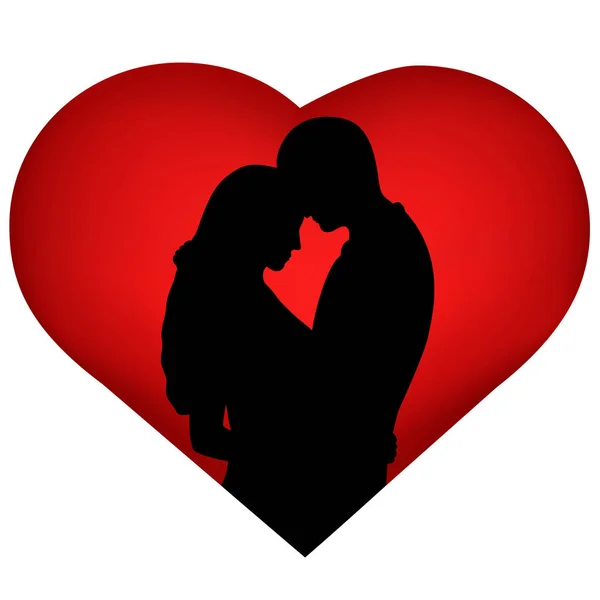 Silhouet van het paar. Aftelkalender voor Valentijnsdag. — Stockvector
