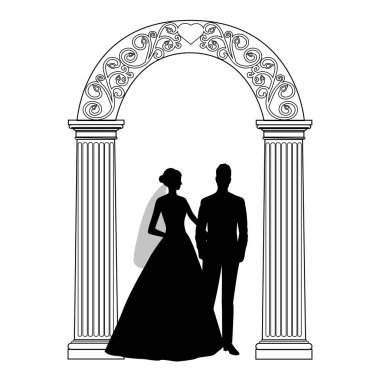 Gelin ve damat ile düğün kemer.