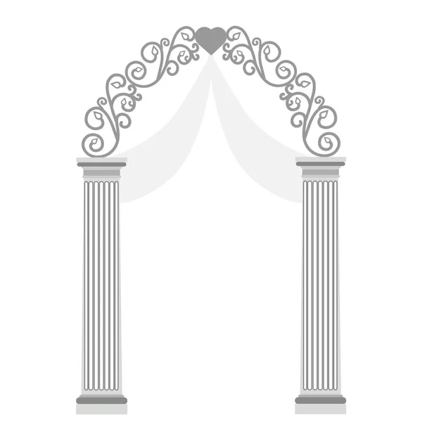 Arco de casamento isolado no fundo branco . — Vetor de Stock