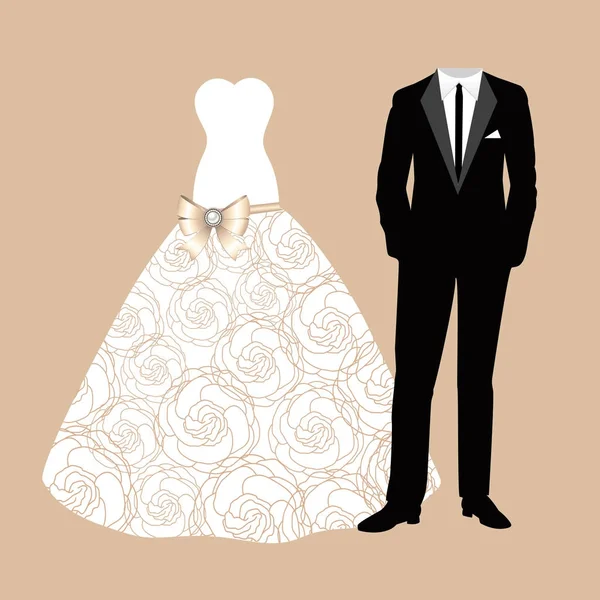 Les vêtements de mariée et marié . — Image vectorielle
