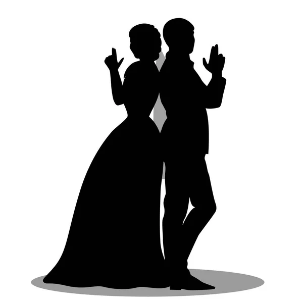 The bride and groom silhouette. — Stock Vector