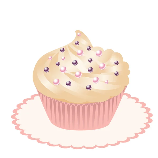 Realistic cupcake with cream — Stock Vector