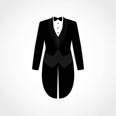 Beyaz arka plan üzerinde izole takım elbise simgesi.