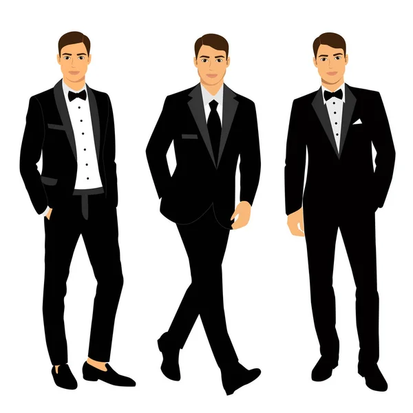 Fato de homem de casamento e smoking. Recolha . —  Vetores de Stock