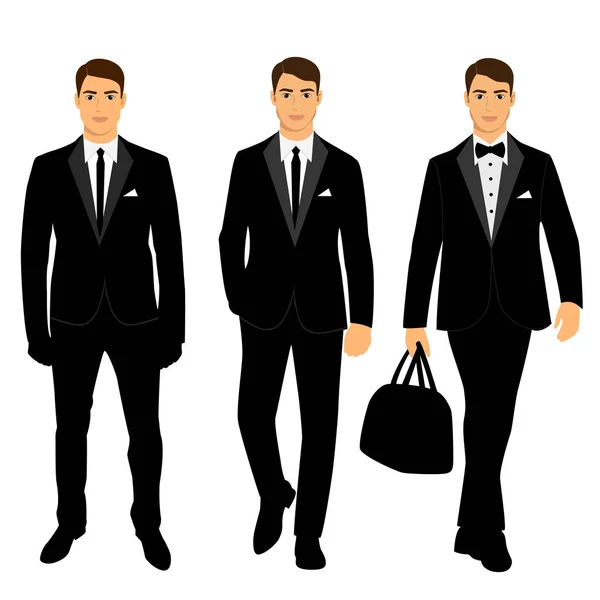 Wedding men's suit and tuxedo. Collection. — Stock Vector