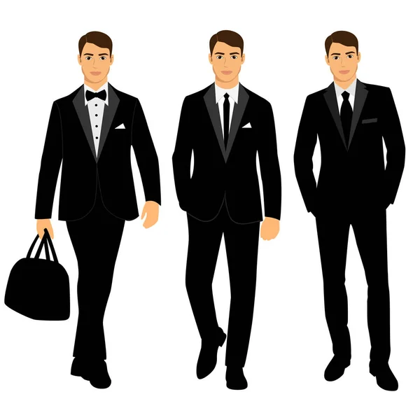 Wedding men's suit and tuxedo. Collection. — Stock Vector