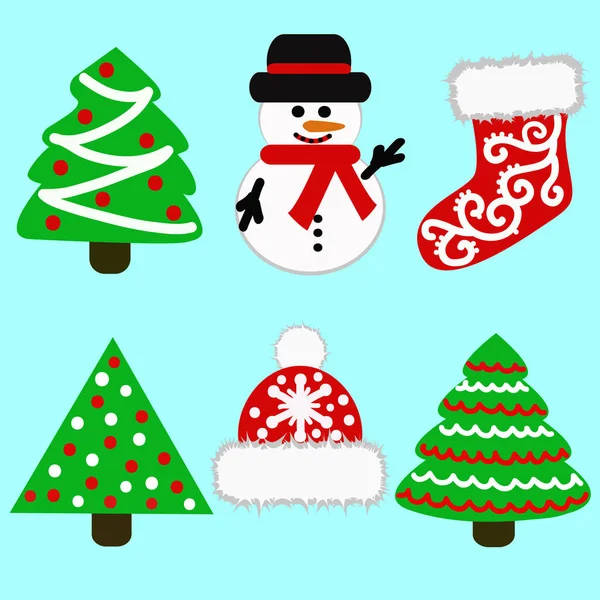 Weihnachtssymbole. Weihnachtsdekoration. — Stockvektor