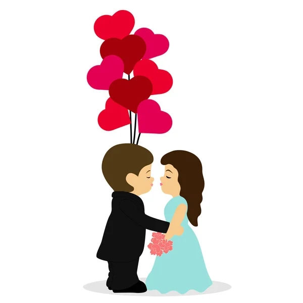 Ημέρα του Αγίου Βαλεντίνου. Ένα ζευγάρι ερωτευμένων φιλιά. — Διανυσματικό Αρχείο