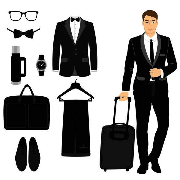 Accessoires Homme. Ensemble de mariage hommes . — Image vectorielle