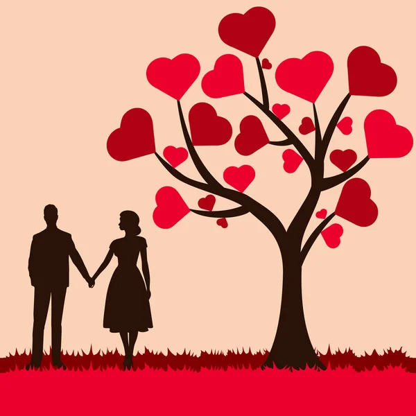 Valentinstag-Karte mit einem Paar auf dem Hintergrund mit d — Stockvektor