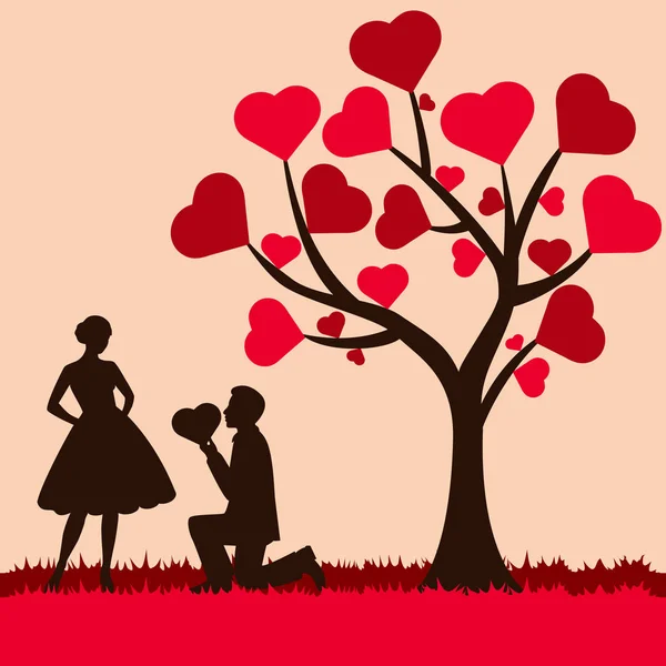 Valentinstag-Karte mit einem Paar auf dem Hintergrund mit d — Stockvektor