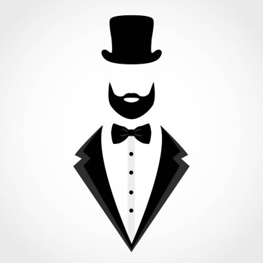 Beyaz arka plan üzerinde izole takım elbise simgesi. 