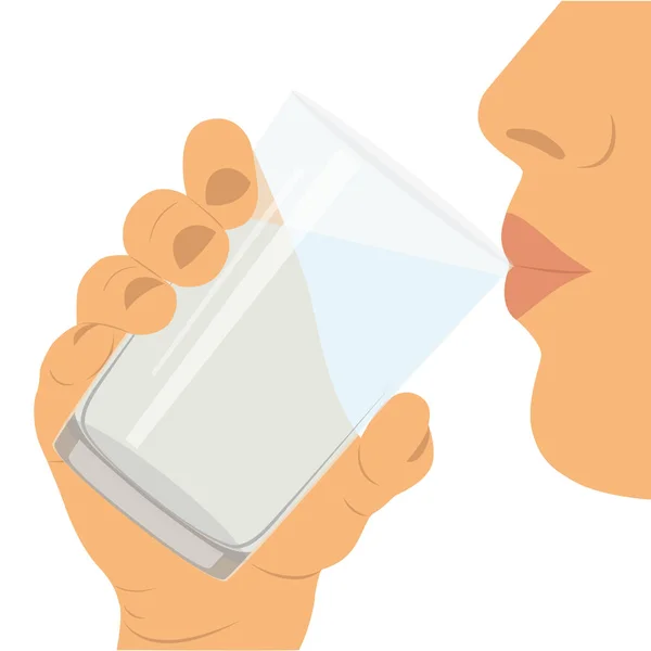 水を飲む。水のガラス。健康的なライフ スタイル. — ストックベクタ