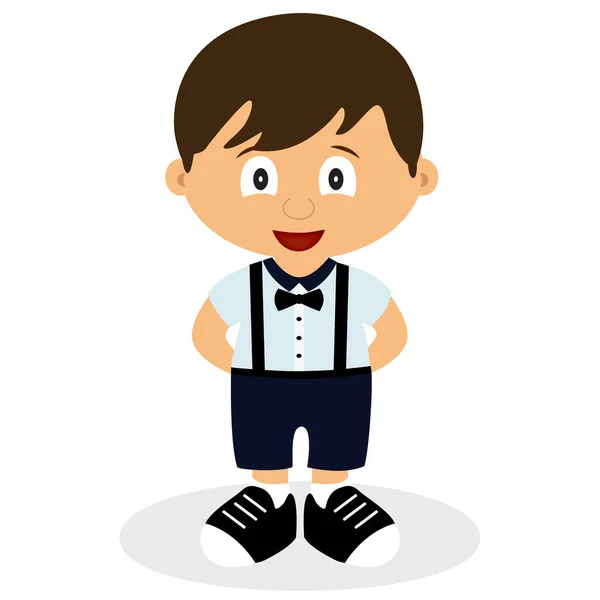 A boy in a suit. Romper suit. Childrens tuxedo. — Stock Vector