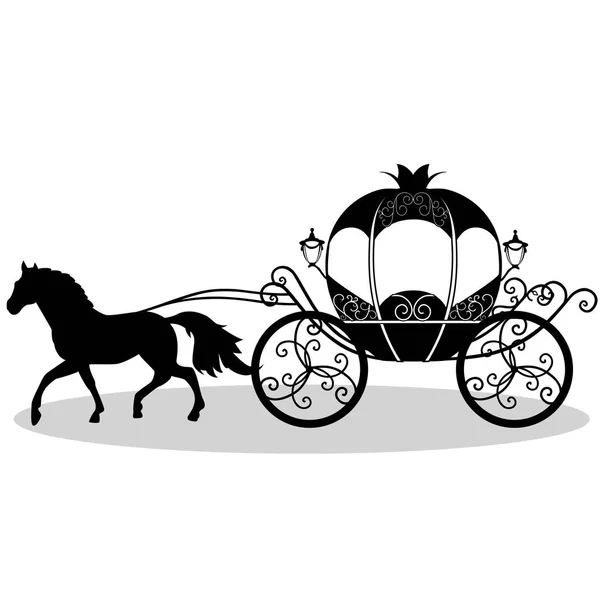 Coach. Bruiloft vervoer. Vintage slede met het paard — Stockvector