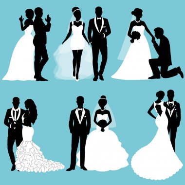 Gelin ve damat. Ayarlayın. Koleksiyonu.