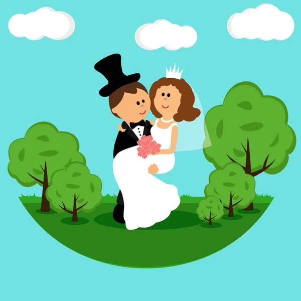 Bruid en bruidegom, Cartoon. Paar. — Stockvector