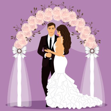 Gelin ve damat ile düğün kemer. 