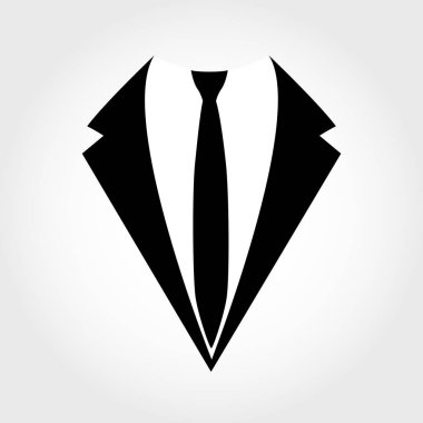 Beyaz arka plan üzerinde izole takım elbise simgesi. 