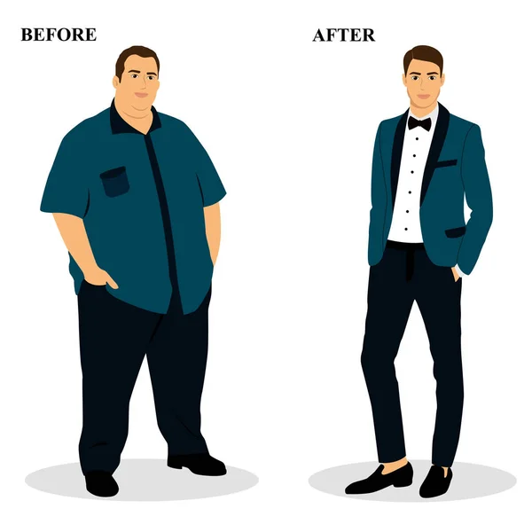Mince et gras. Obésité . — Image vectorielle