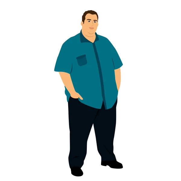 Kövér ember. Elhízás. Egészségtelen életmód — Stock Vector